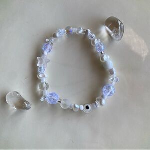 Crystal Vision Clear Beaded Bracelet Evil Eye Star Pearly Mixed Beads